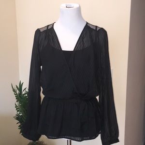 Express Black Sheer Stripe Blouse